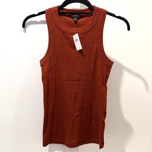 NWT Banana Republic XS Burnt Caramel Orange Ribbed Racer Tank Top Sleeveless Tee